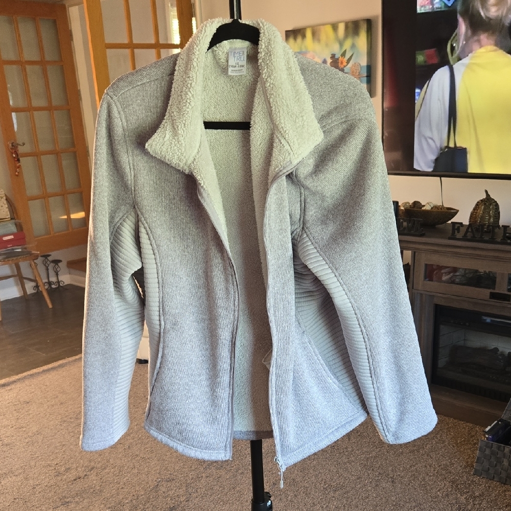 TIME AND TRU Women's Teddy Gray Jacket🩶 PRE LOVED   🩶   SIZE 1X
